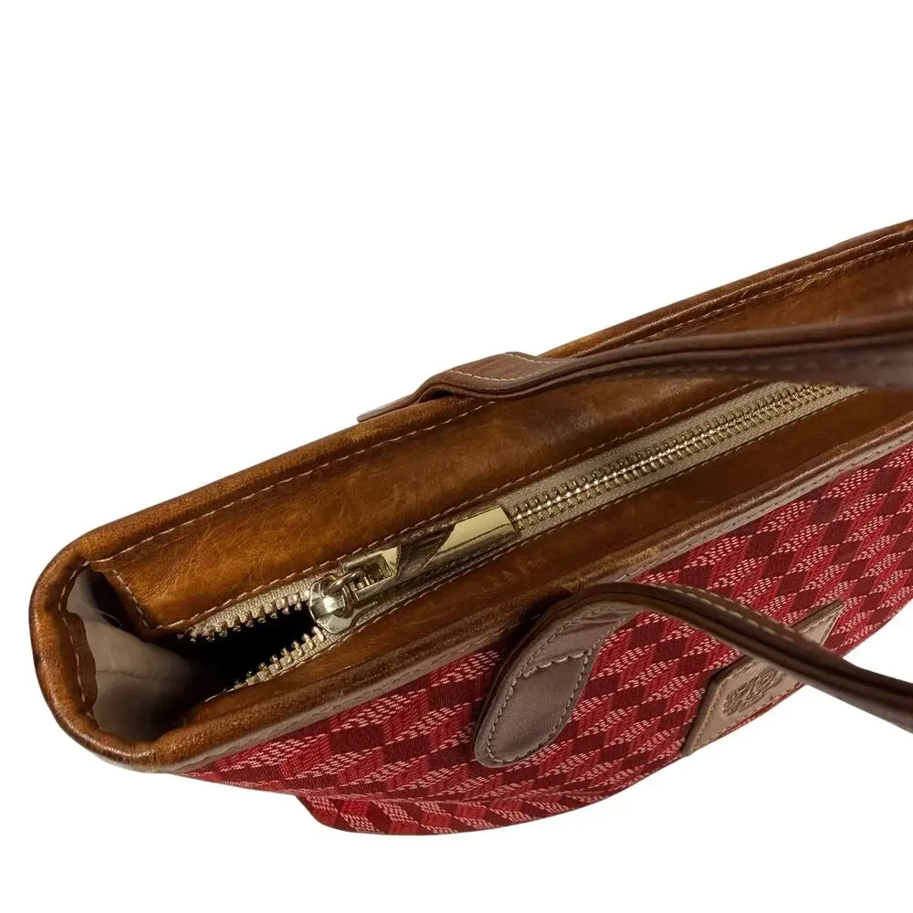 Barrington Purse Red 3D Print Florentine Leather Trim Zip Tote